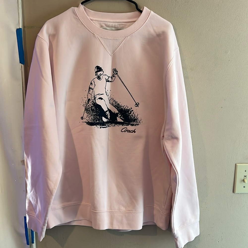 COACH SKI GRAPHIC CREWNECK SIZE XL PASTEL PINK